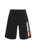 Diesel Logo-Print Cotton Bermuda Shorts — Black