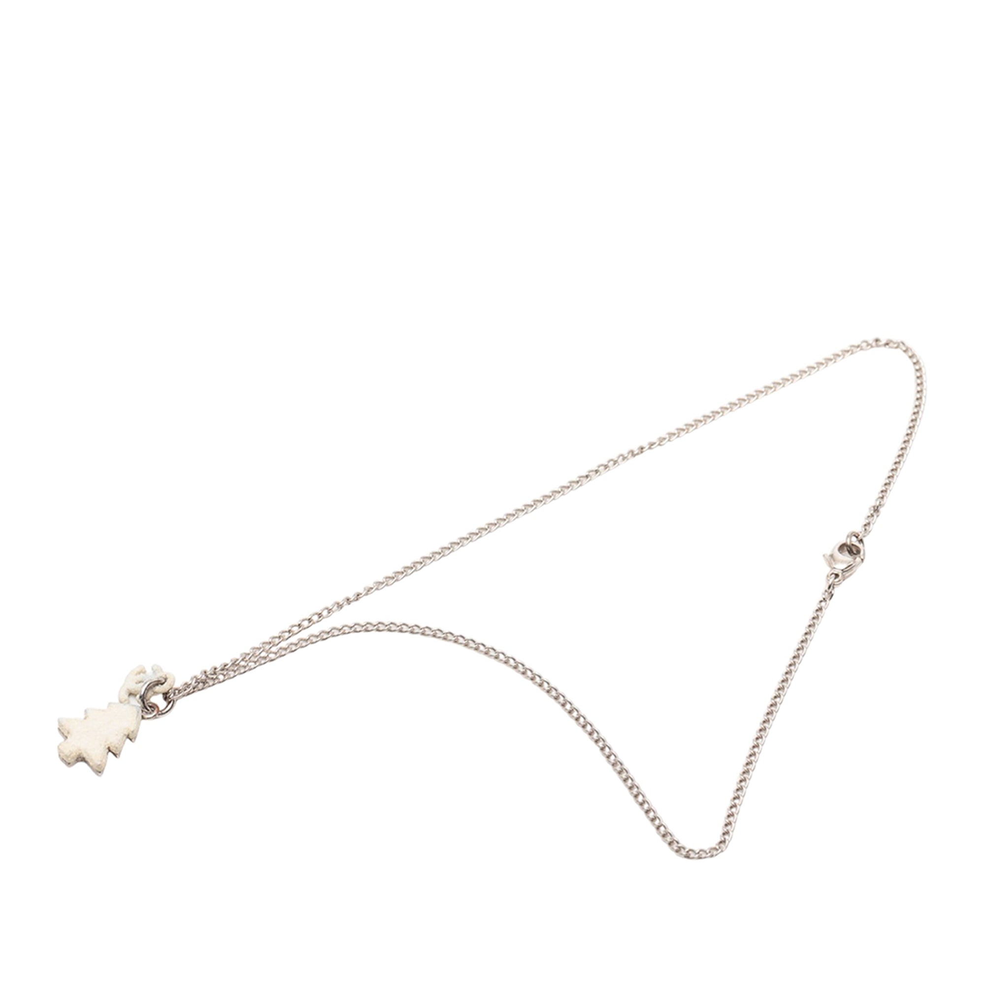 Silver Plated CC Christmas Tree Pendant Necklace