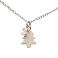 Silver Plated CC Christmas Tree Pendant Necklace