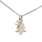 Silver Plated CC Christmas Tree Pendant Necklace