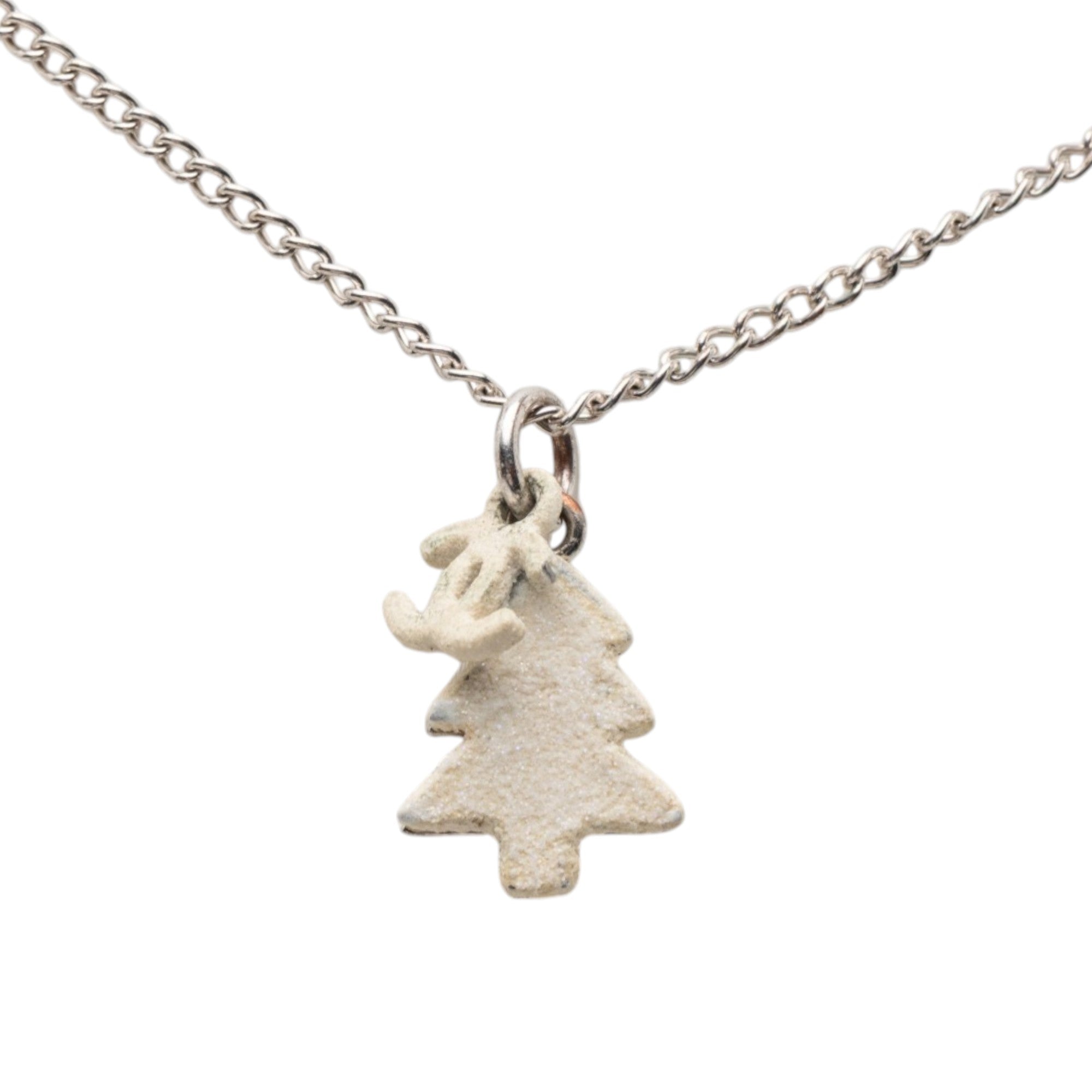Silver Plated CC Christmas Tree Pendant Necklace