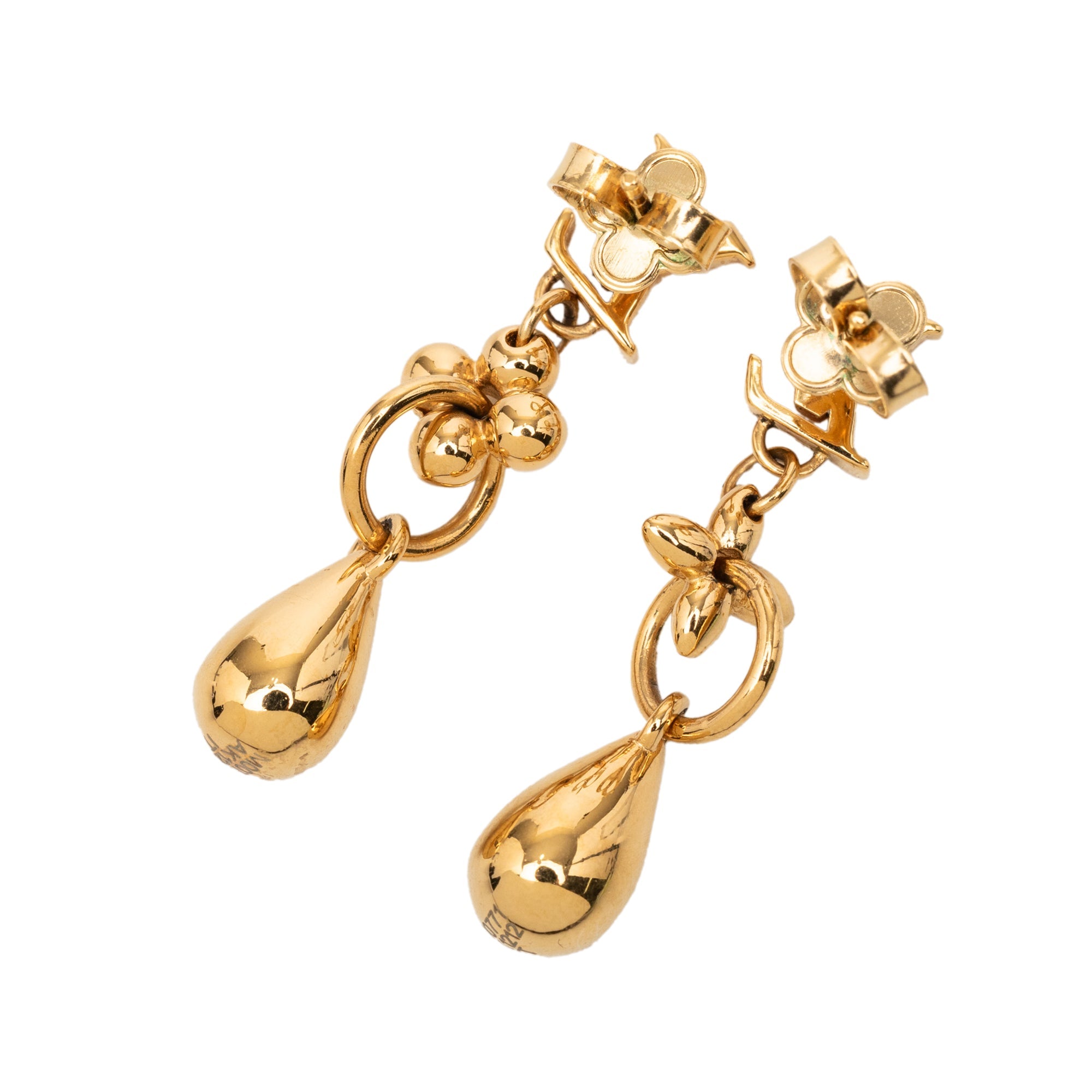 Gold Plated Boucle D Oreille Floragram Drop Push Back Earrings