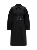 Ganni Belted Double-Breasted Nylon Coat — Black
