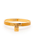Gold Plated Epsom Kelly Cadena Lock Bangle Bracelet