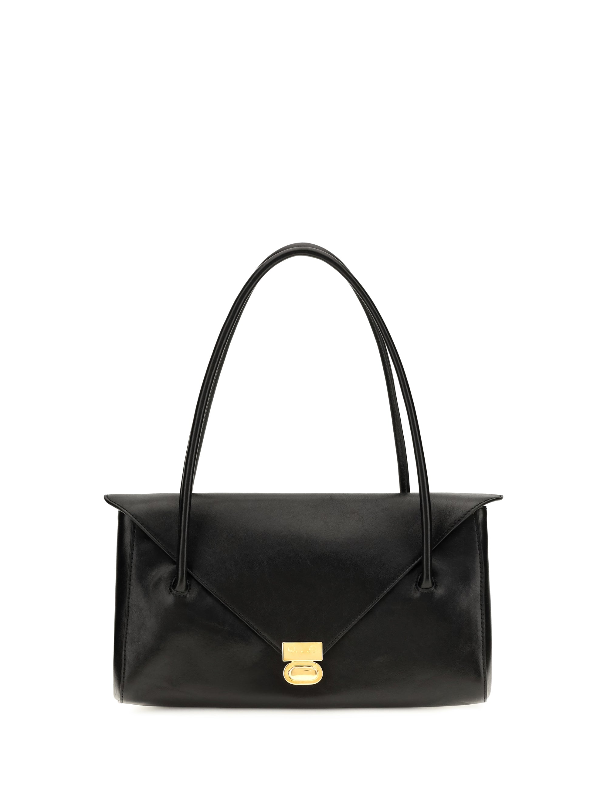 Marni Leather Envelope Shoulder Bag — Black