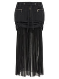 Dolce & Gabbana Pleated Chiffon Insert Skirt — Black
