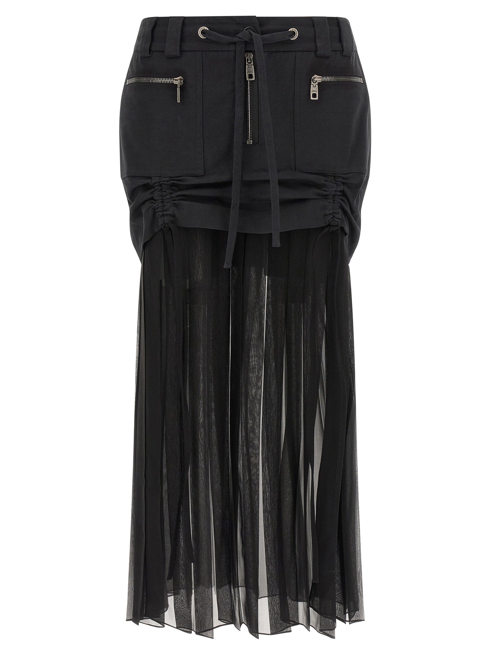 Dolce & Gabbana Pleated Chiffon Insert Skirt — Black