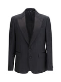Dolce & Gabbana Striped Peak-Lapel Blazer — Black