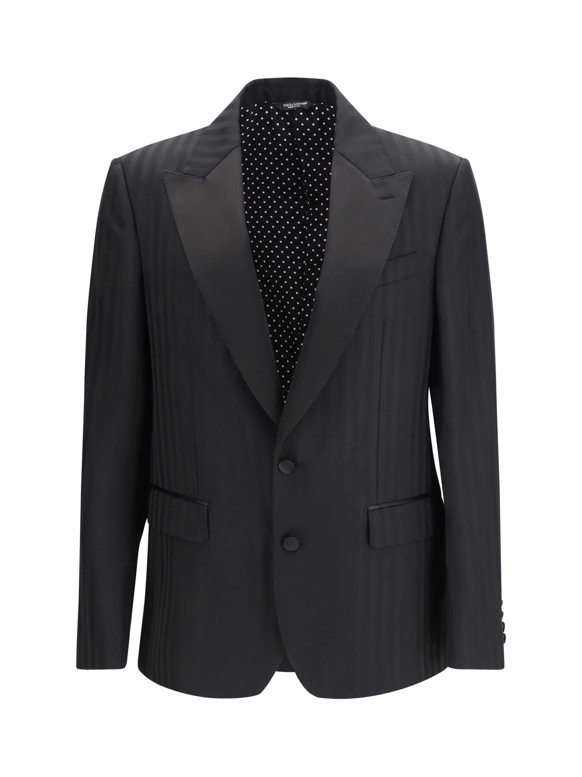 Dolce & Gabbana Striped Peak-Lapel Blazer — Black