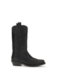 Ganni Embroidered Western Boots — Black
