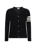 Thom Browne Virgin Wool with Signature Stripes Cardigan — Black