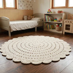 ALMA ECRU Alfombra Infantil de Ganchillo 120cm