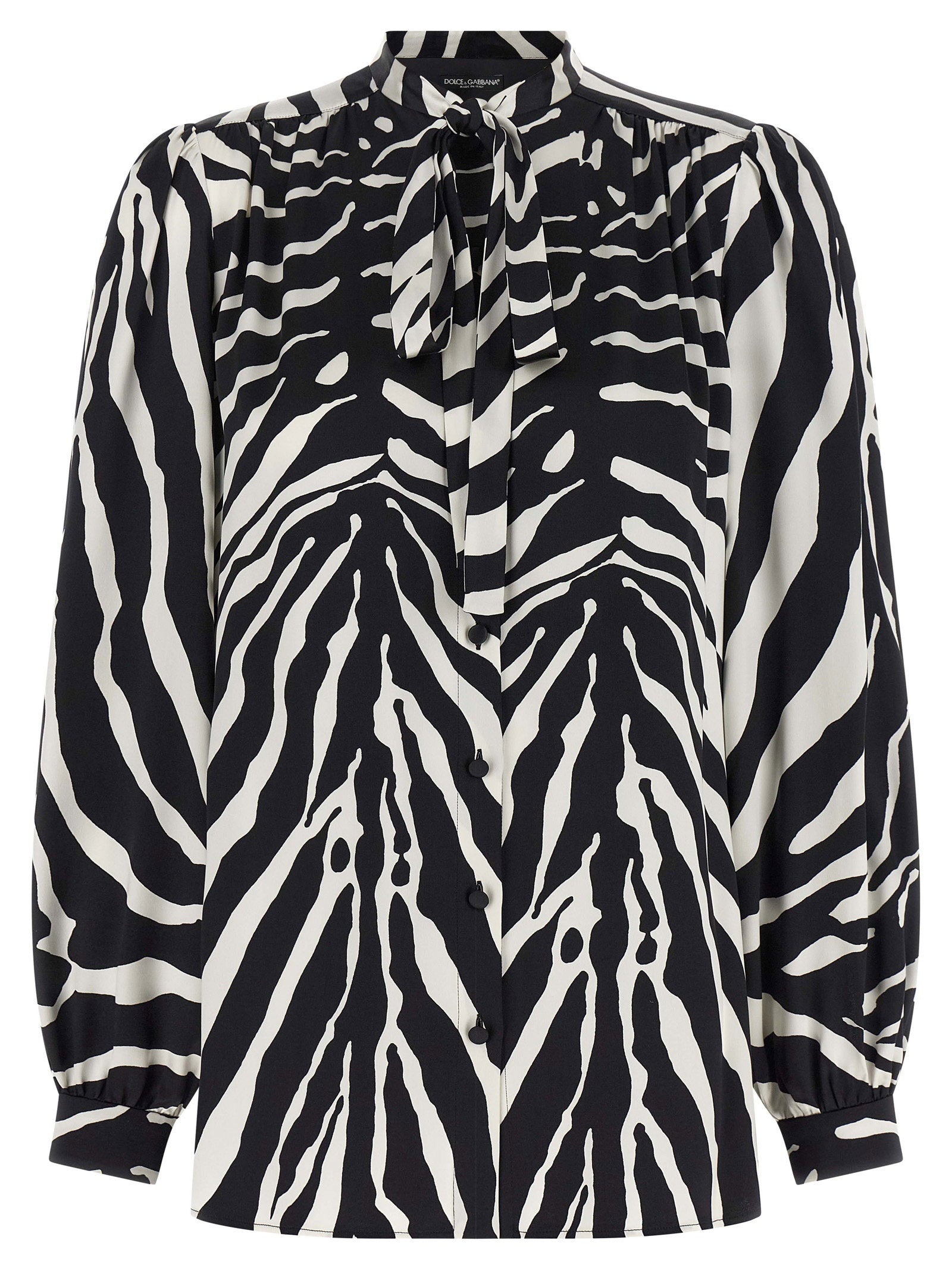 Dolce & Gabbana Zebra-Print Silk Shirt — Black