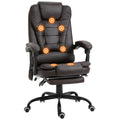 7-Point Vibration Massage Chair, Faux Leather Executive Office Chair with Footrest, Brown