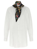 Dolce & Gabbana Mandarin Collar with Floral Silk Scarf Shirt — White