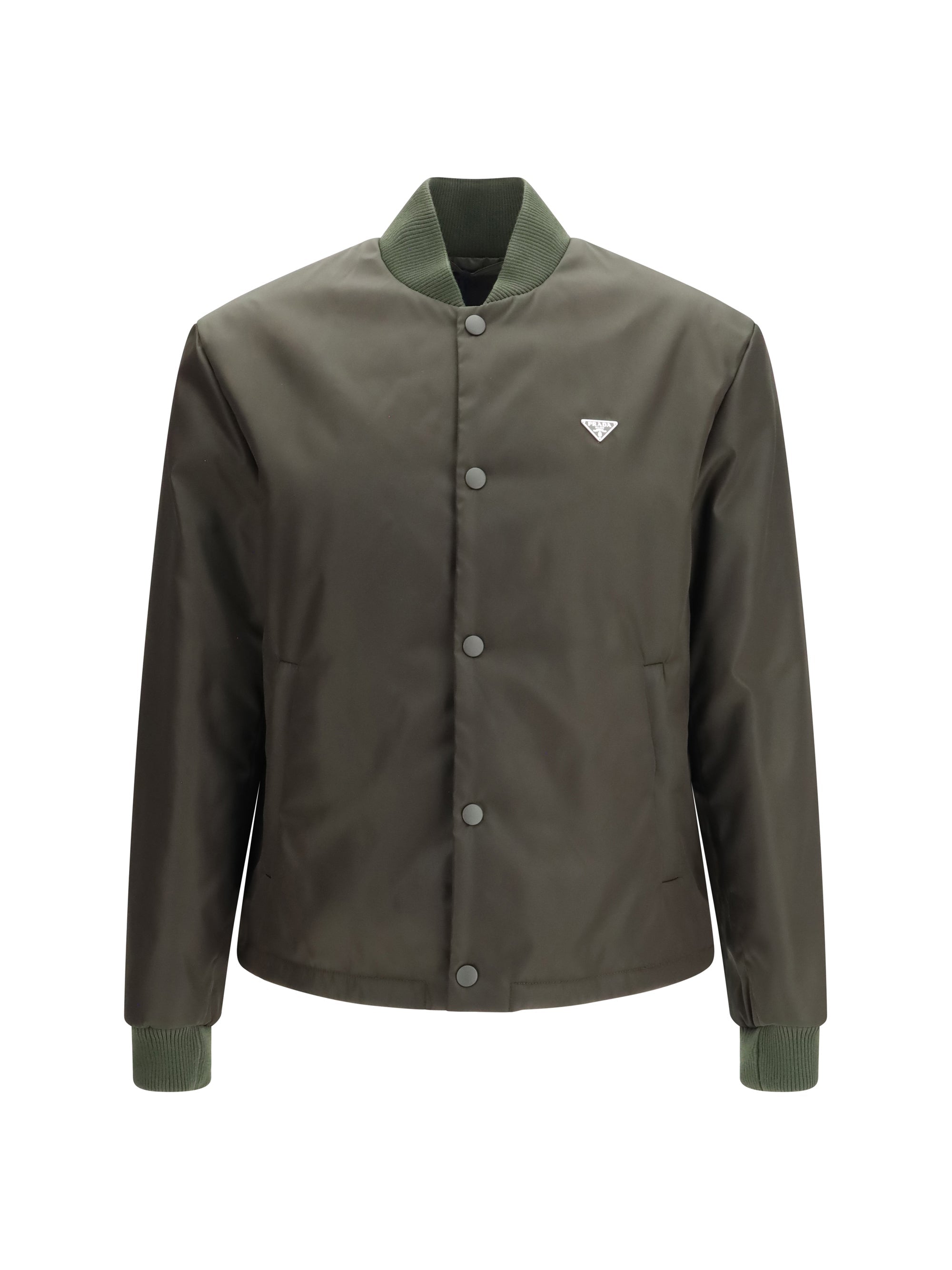 Prada Nylon Bomber Jacket — Green