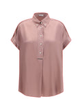 Brunello Cucinelli Silk Short-Sleeved Shirt — Pink