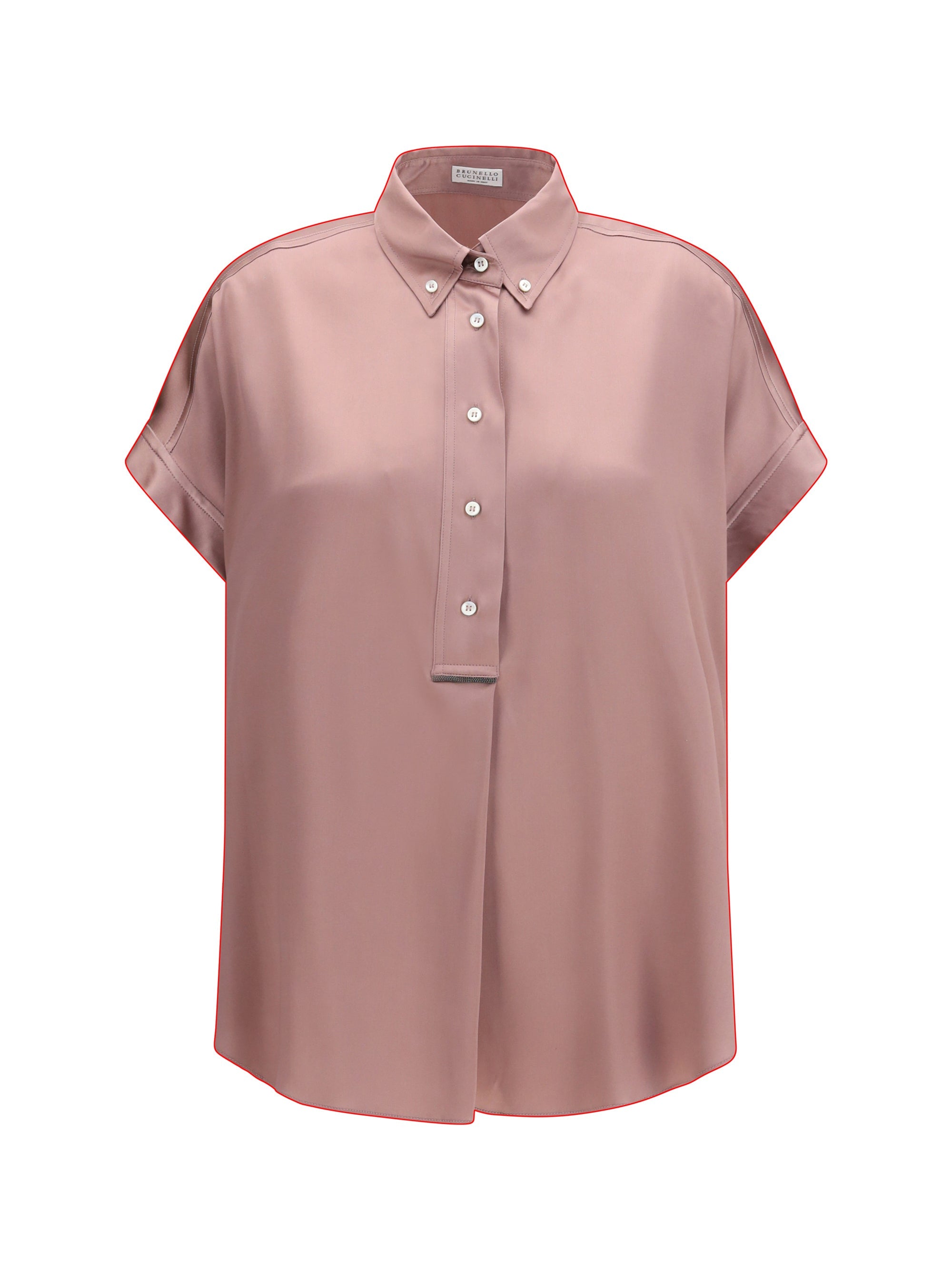 Brunello Cucinelli Silk Short-Sleeved Shirt — Pink