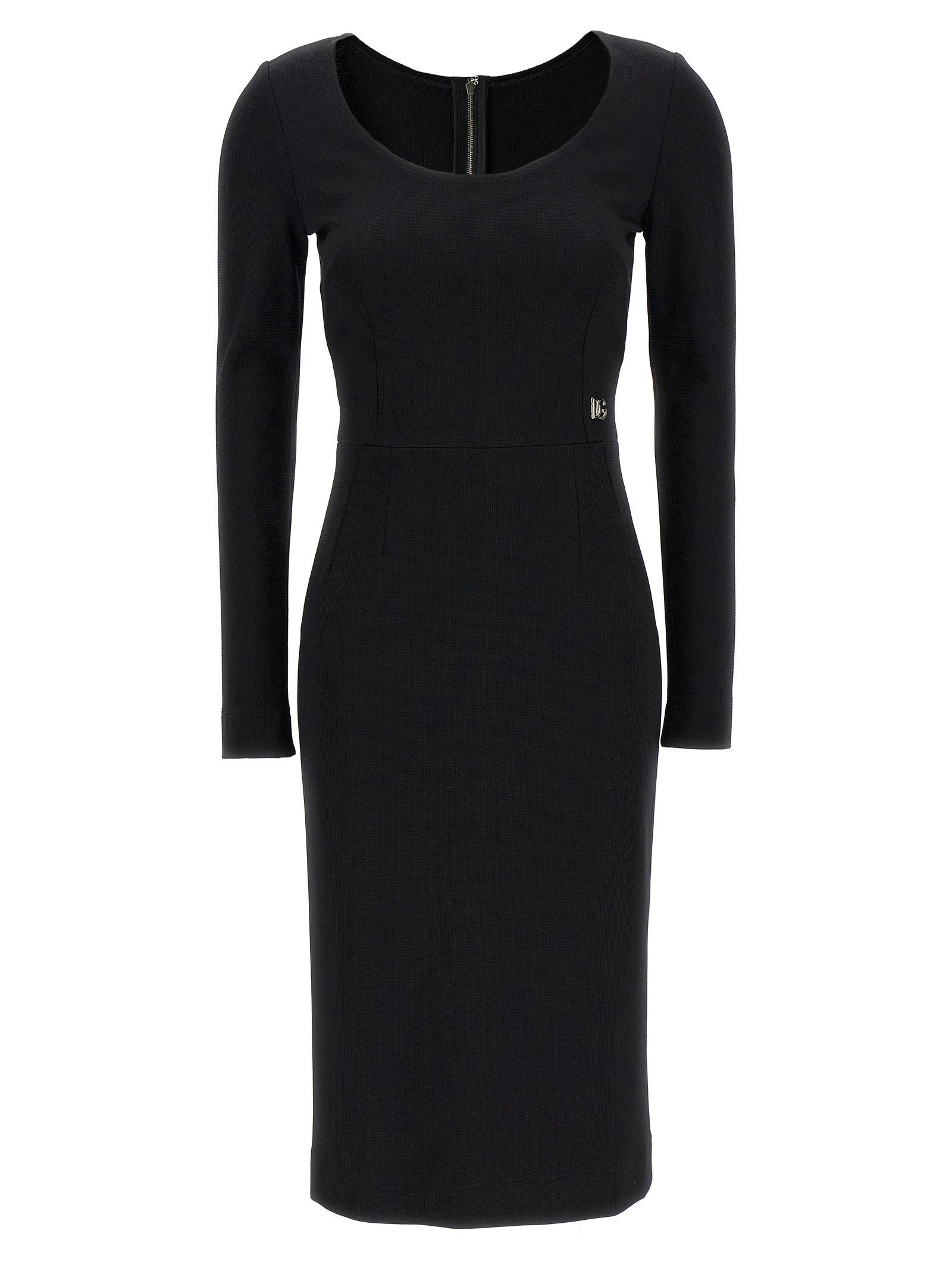 Dolce & Gabbana Logo Stretch Viscose Dress — Black