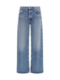Agolde Wide-Leg Creased Cotton Jeans — Blue