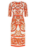 Dolce & Gabbana Maiolica Dress — orange