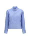 Sacai Cotton Poplin With Belt Shirt — Blue
