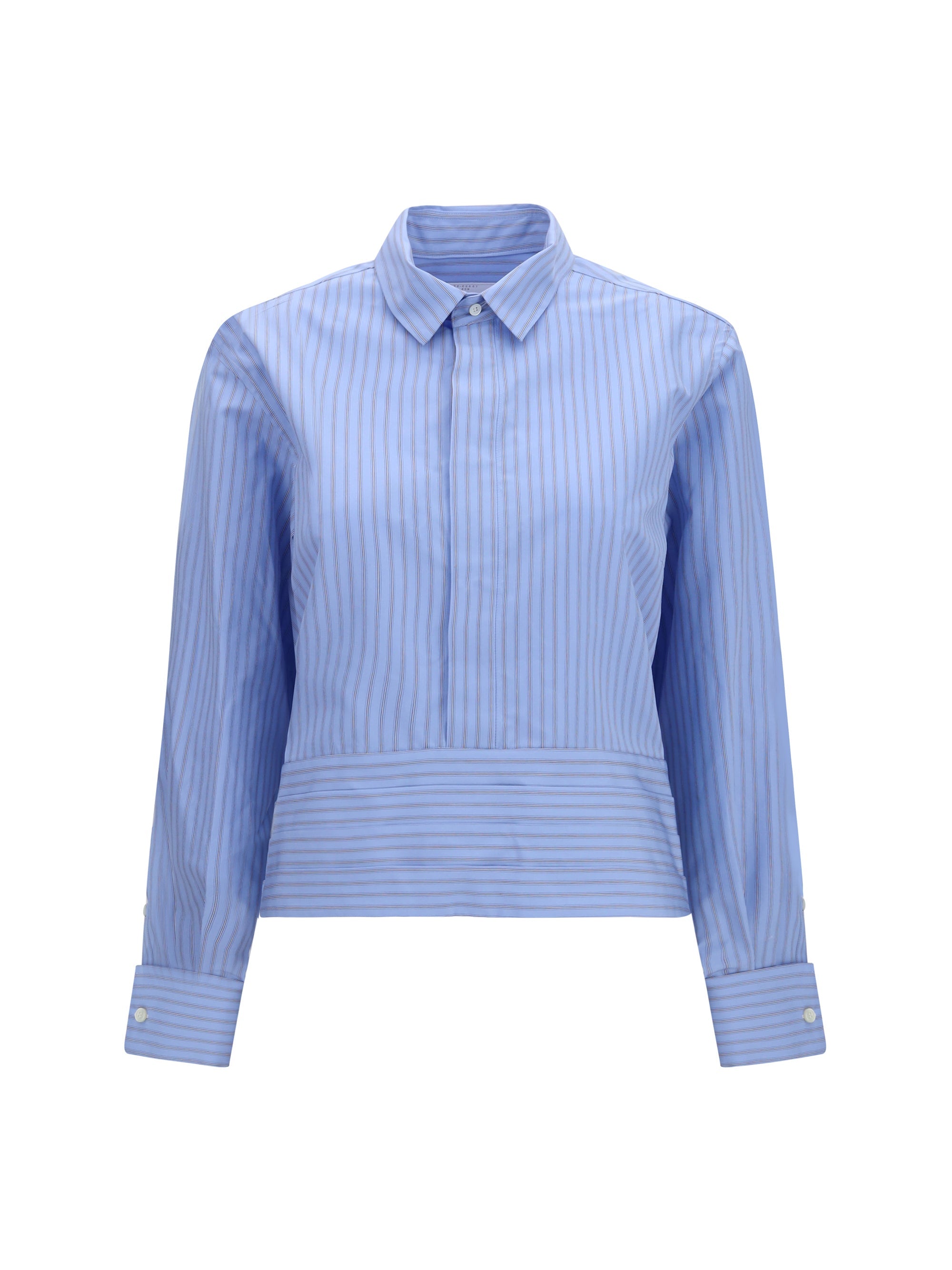 Sacai Cotton Poplin With Belt Shirt — Blue