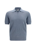 Brunello Cucinelli Cotton Ribbed Polo — Gray