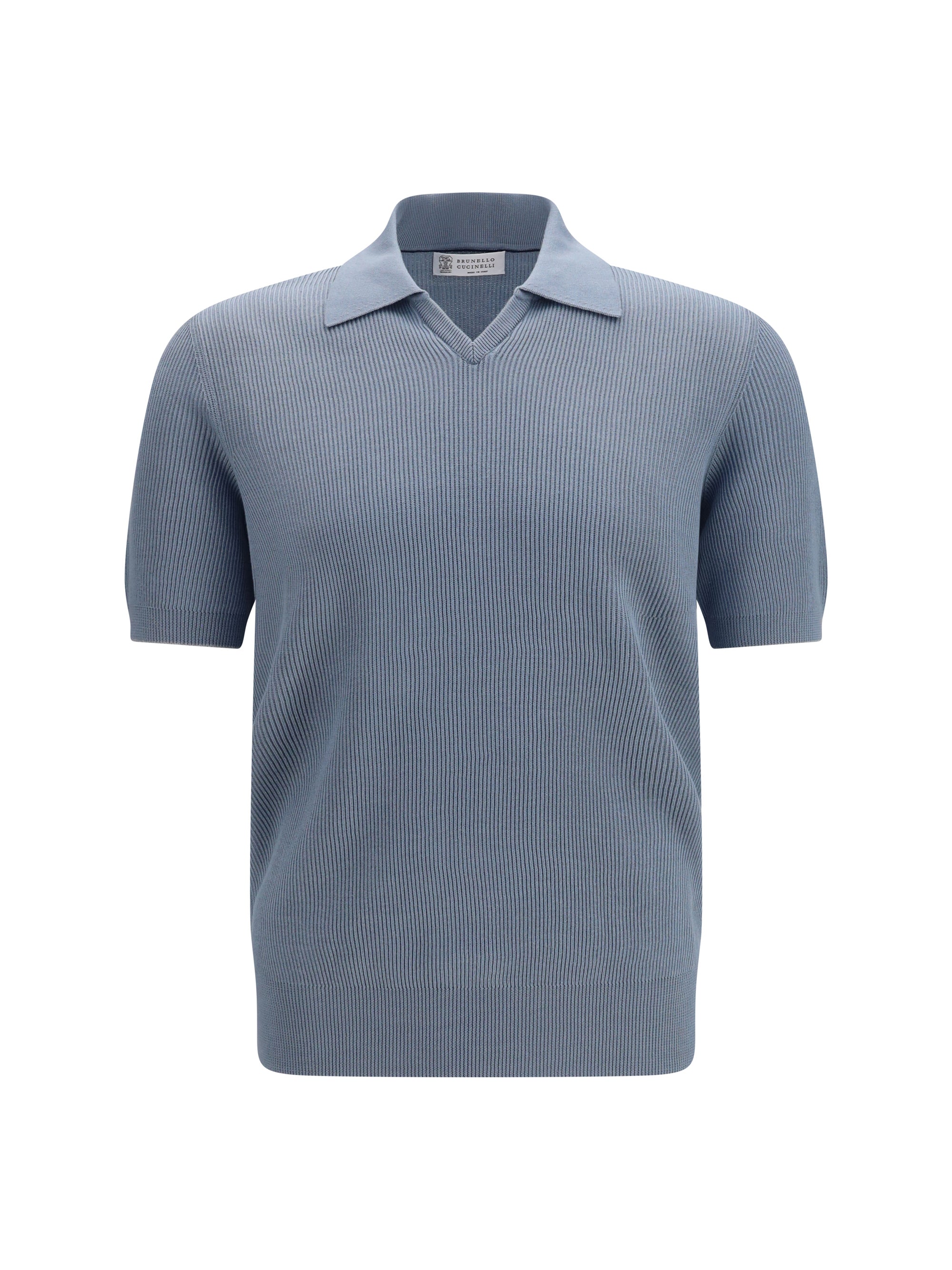 Brunello Cucinelli Cotton Ribbed Polo — Gray