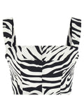 Dolce & Gabbana Zebra-Print Bustier Bodysuit — Black