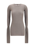 Rick Owens Ribbed Viscose-Silk Knit Sweater — Gray
