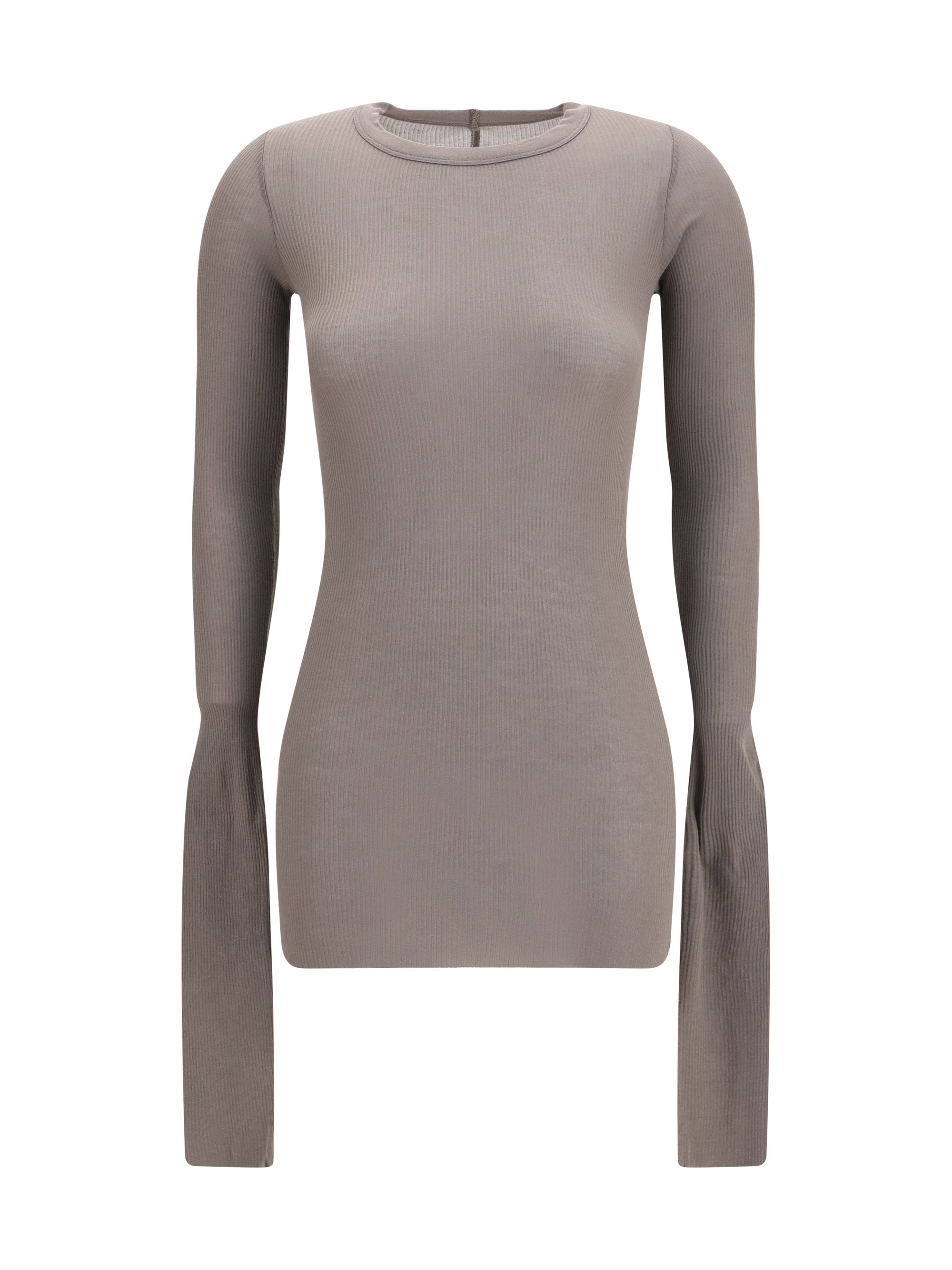Rick Owens Ribbed Viscose-Silk Knit Sweater — Gray