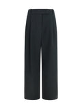 Giorgio Armani High-Waisted Wide-Leg Tailored Silk Trousers — Black