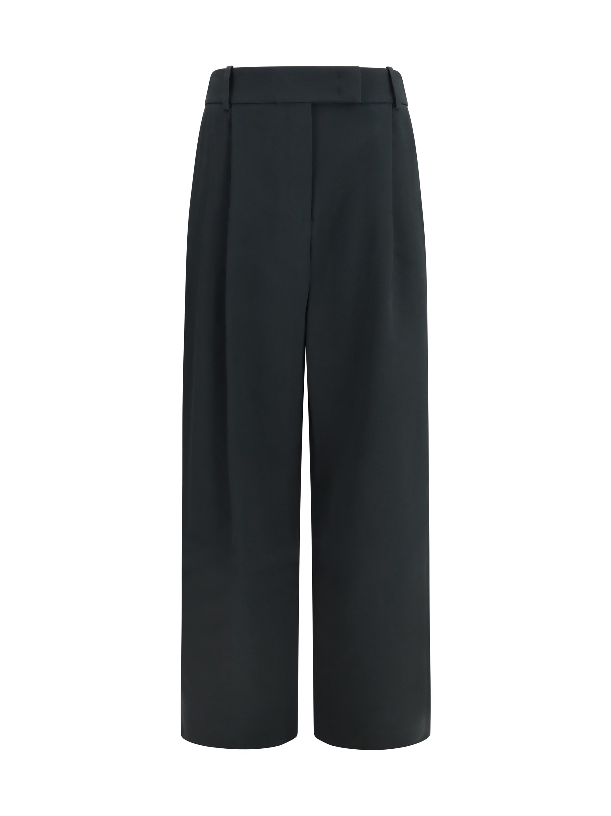 Giorgio Armani High-Waisted Wide-Leg Tailored Silk Trousers — Black