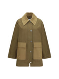 Ganni Oversized Cotton Jacket — Olive