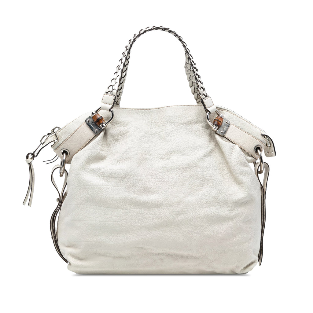 Large Leather Bamboo Bar Tote