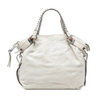Large Leather Bamboo Bar Tote