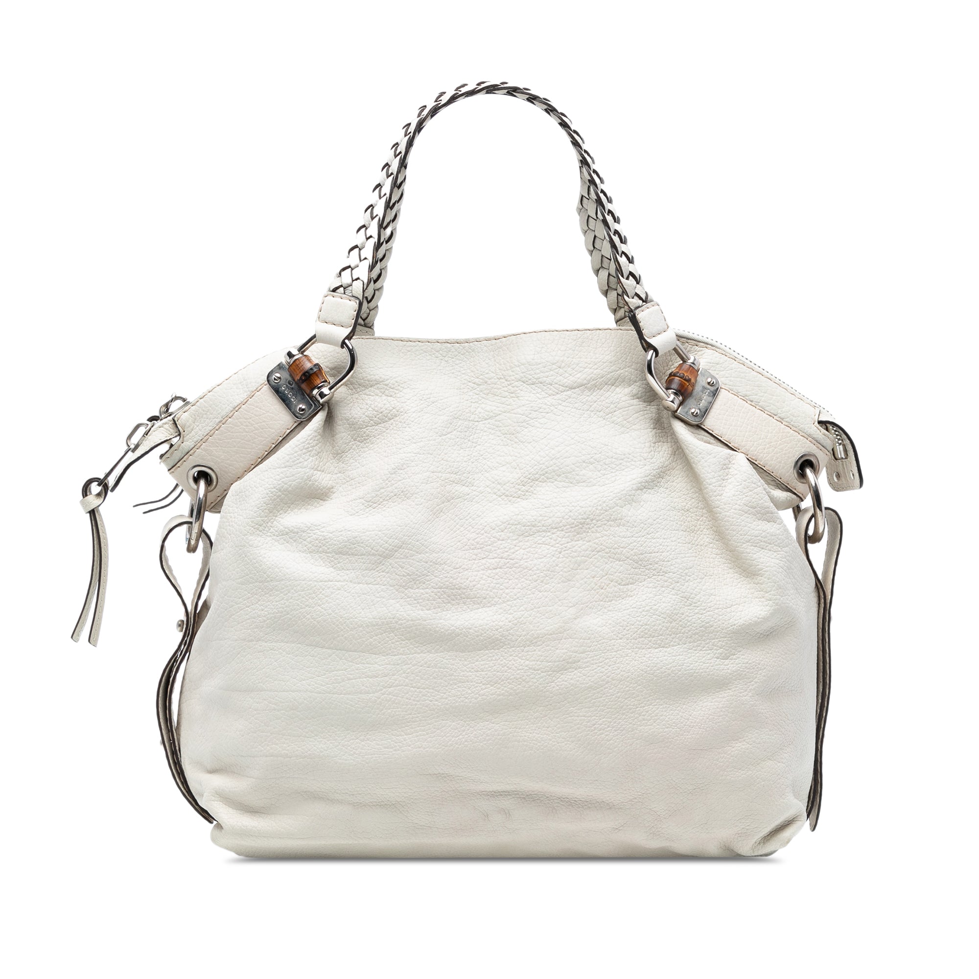 Large Leather Bamboo Bar Tote