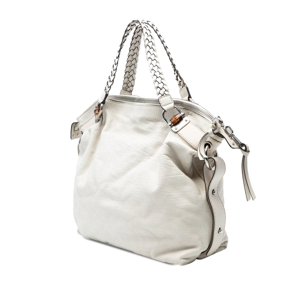 Large Leather Bamboo Bar Tote