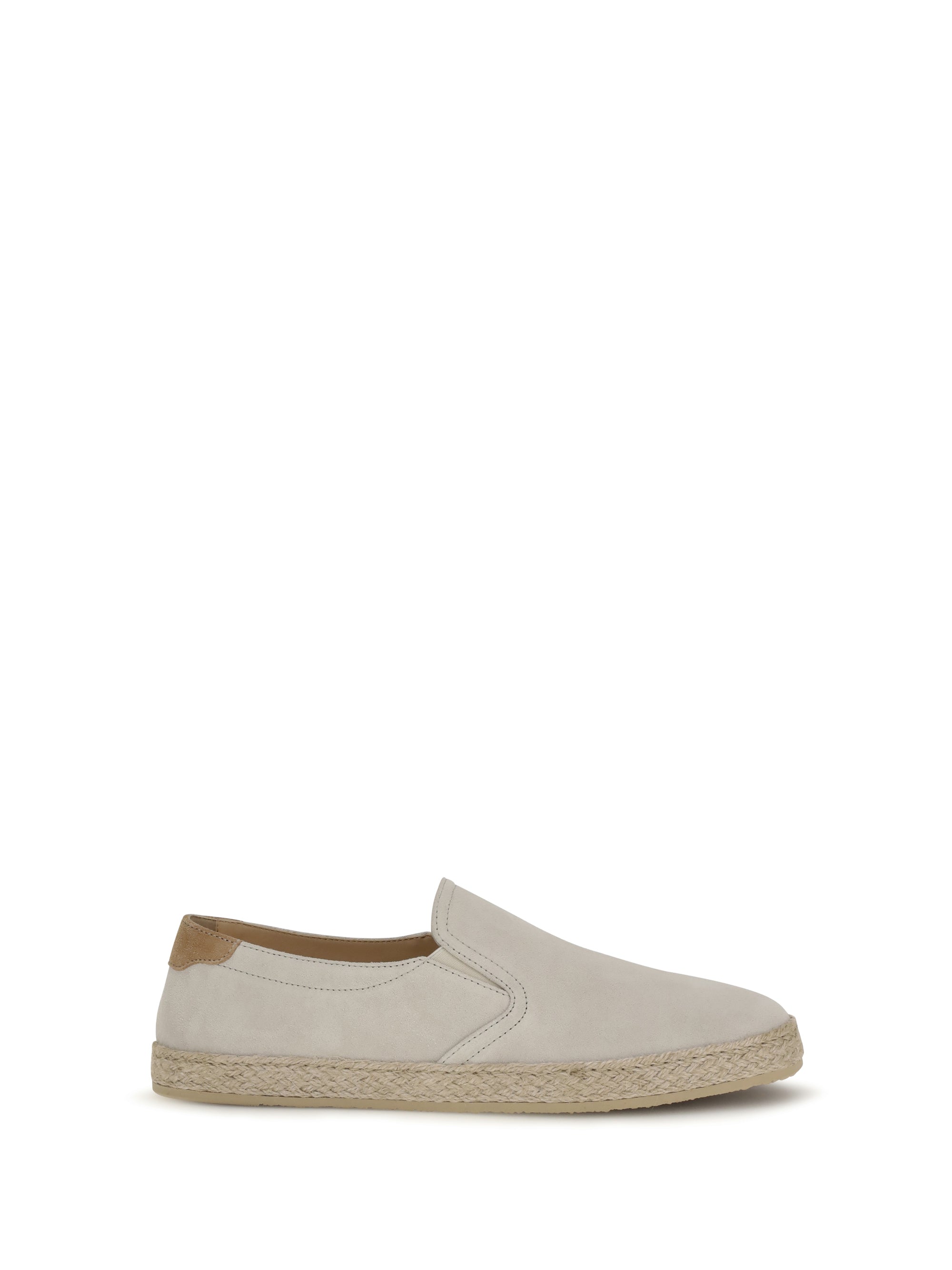 Brunello Cucinelli Suede Slip-On Sneakers — Beige