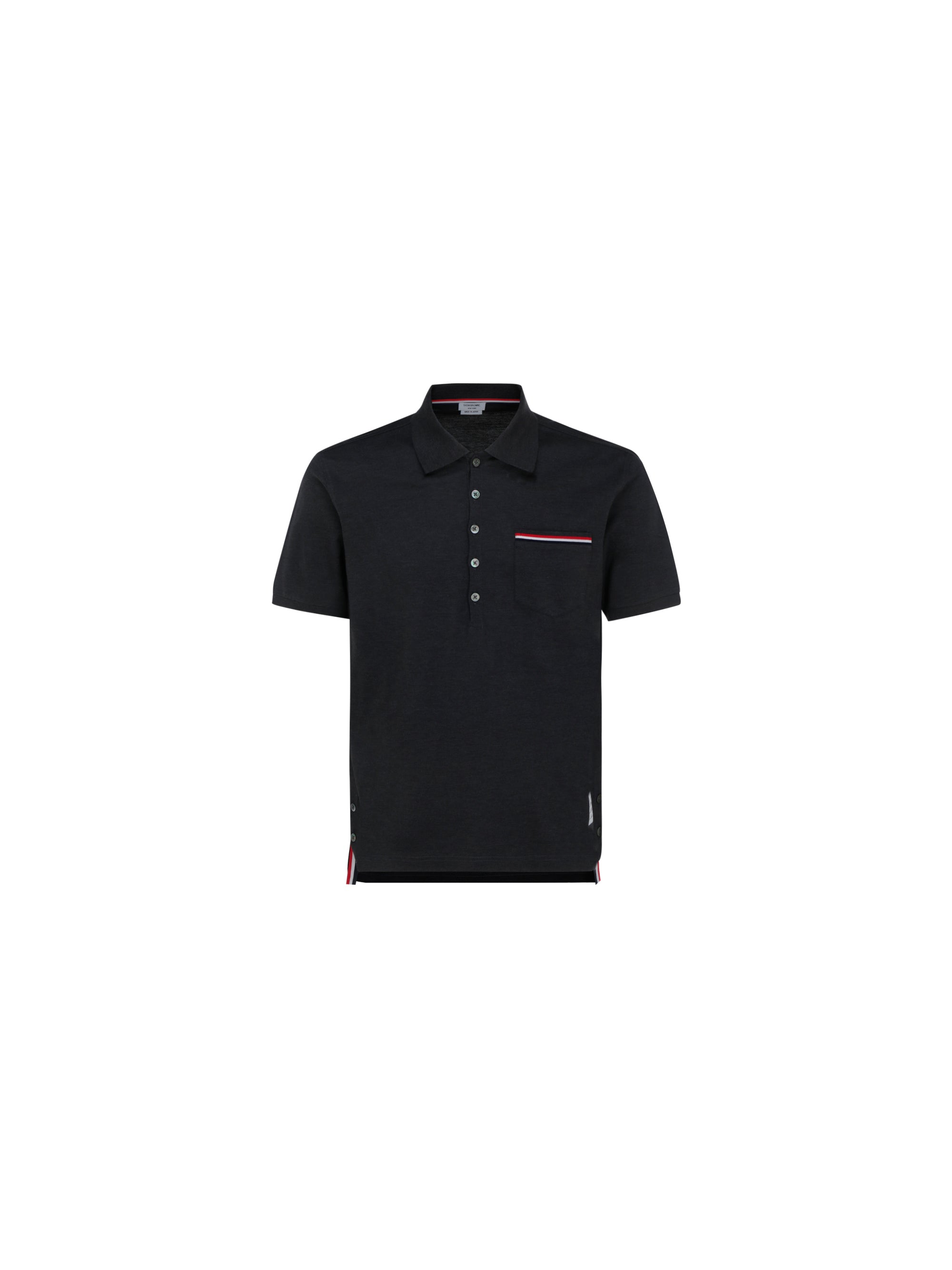 Thom Browne Cotton Short-Sleeve Polo — Gray