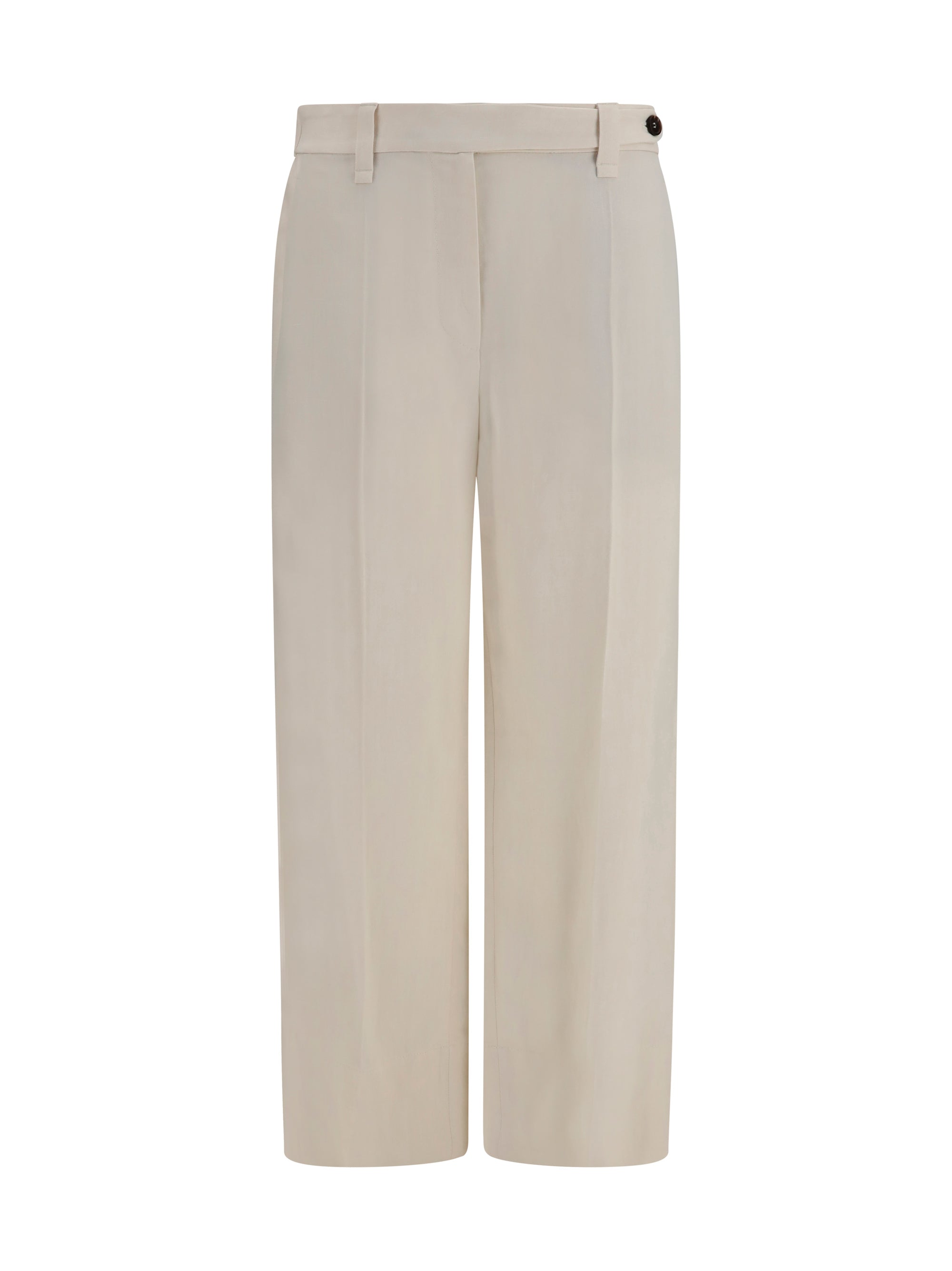 Brunello Cucinelli Fluid Viscose and Linen Twill Trousers — Beige