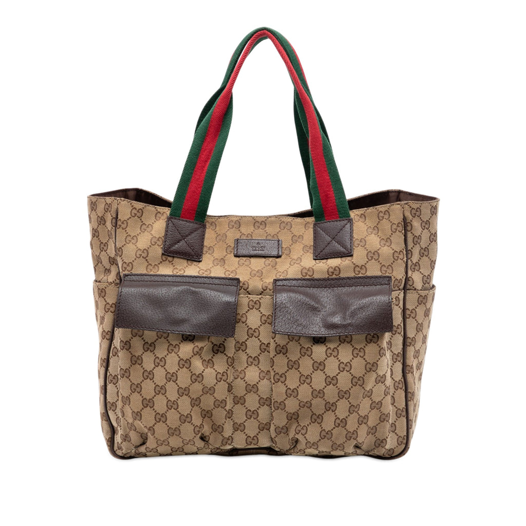 GG Canvas Web Double Pockets Tote