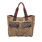 GG Canvas Web Double Pockets Tote