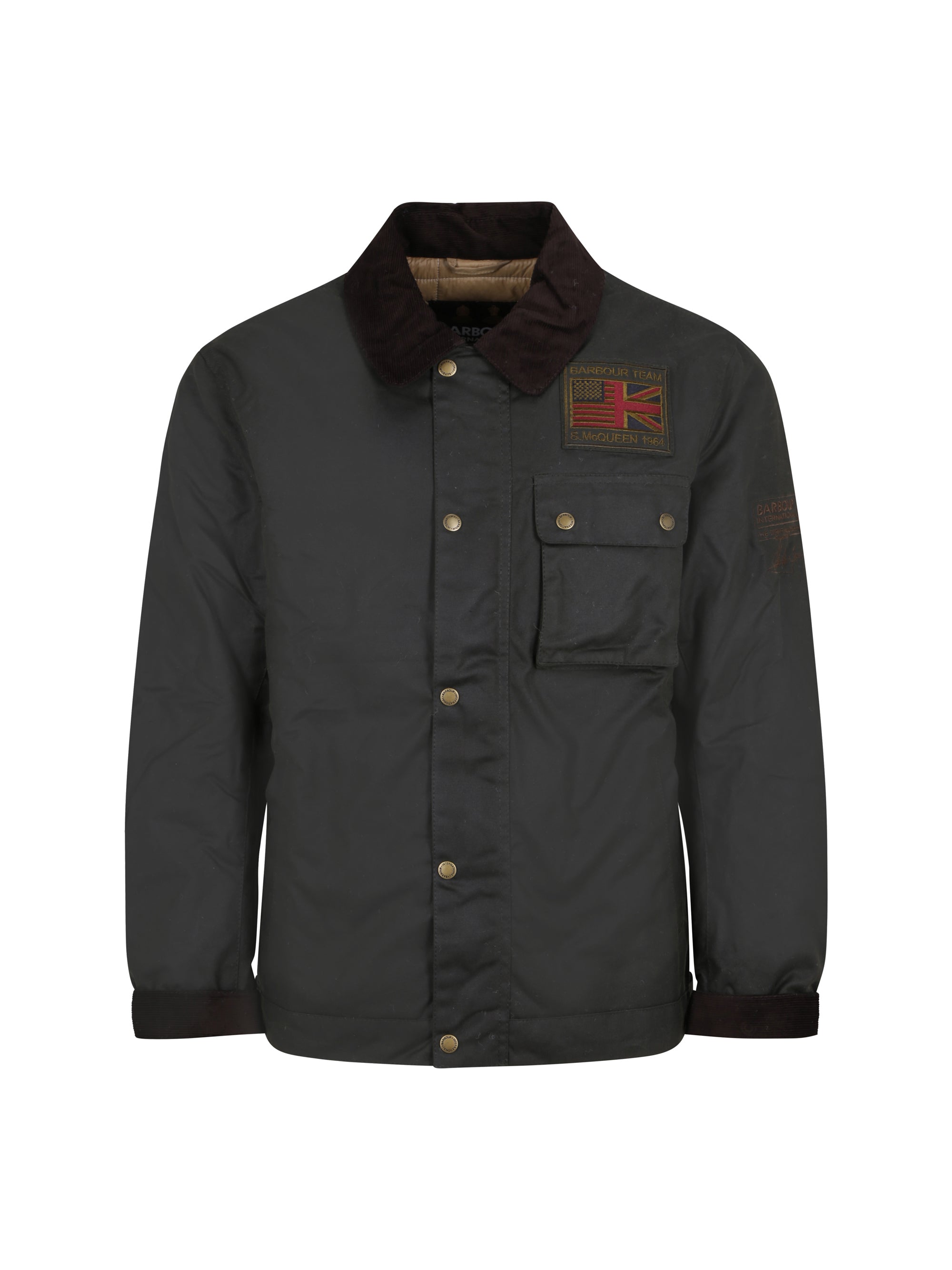Barbour International Cotton Twill Collared Jacket — Black