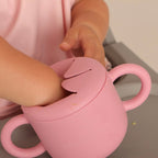 Kit Deluxe Vajilla + Babero BLW Pink 9 Piezas de Silicona orgánica con ventosas Nenina & Co