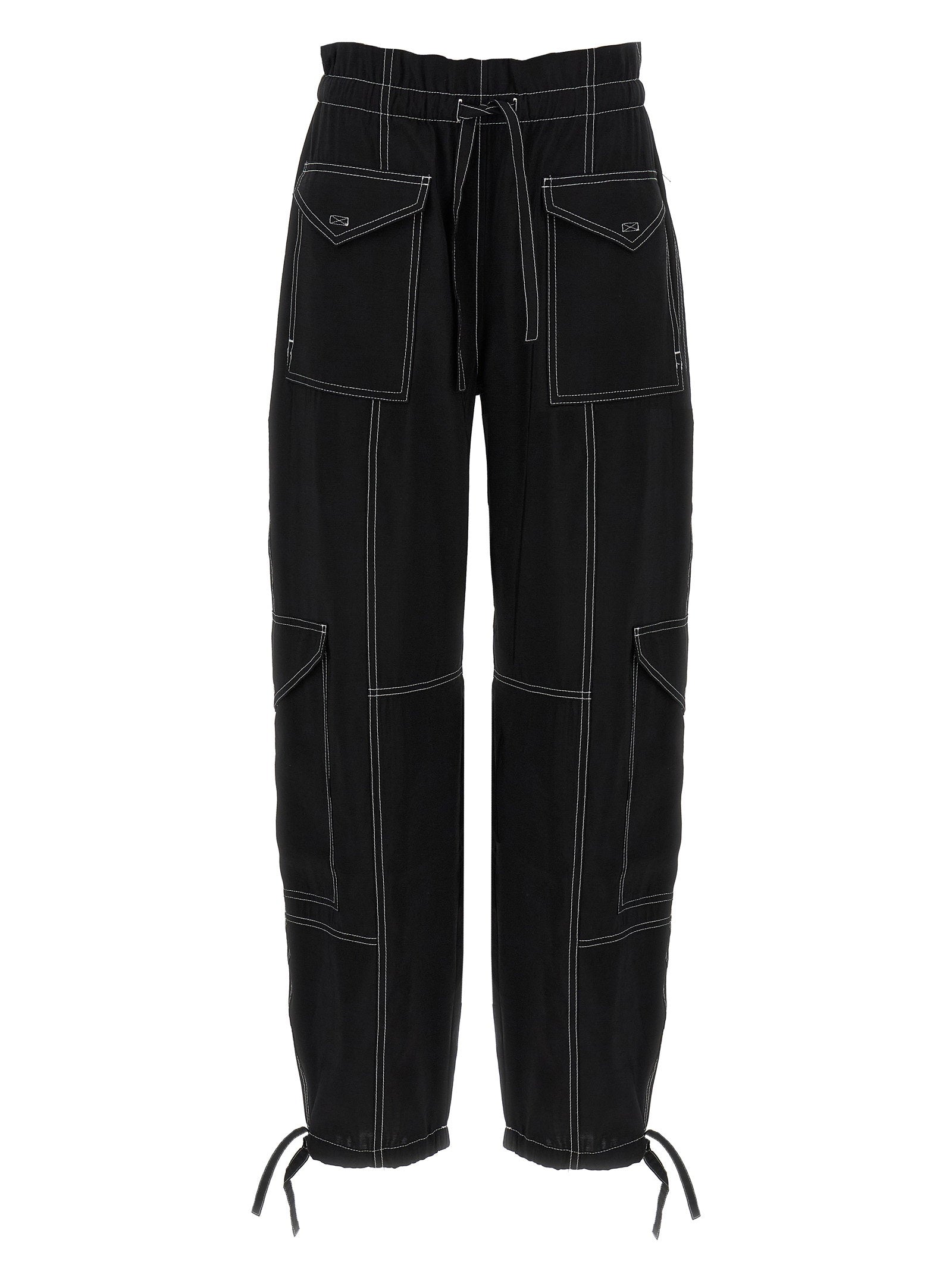 Ganni Light Slub Pocket Cargo Pants — Black