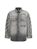 Off-White Diag Military Denim Overshirt — Gray