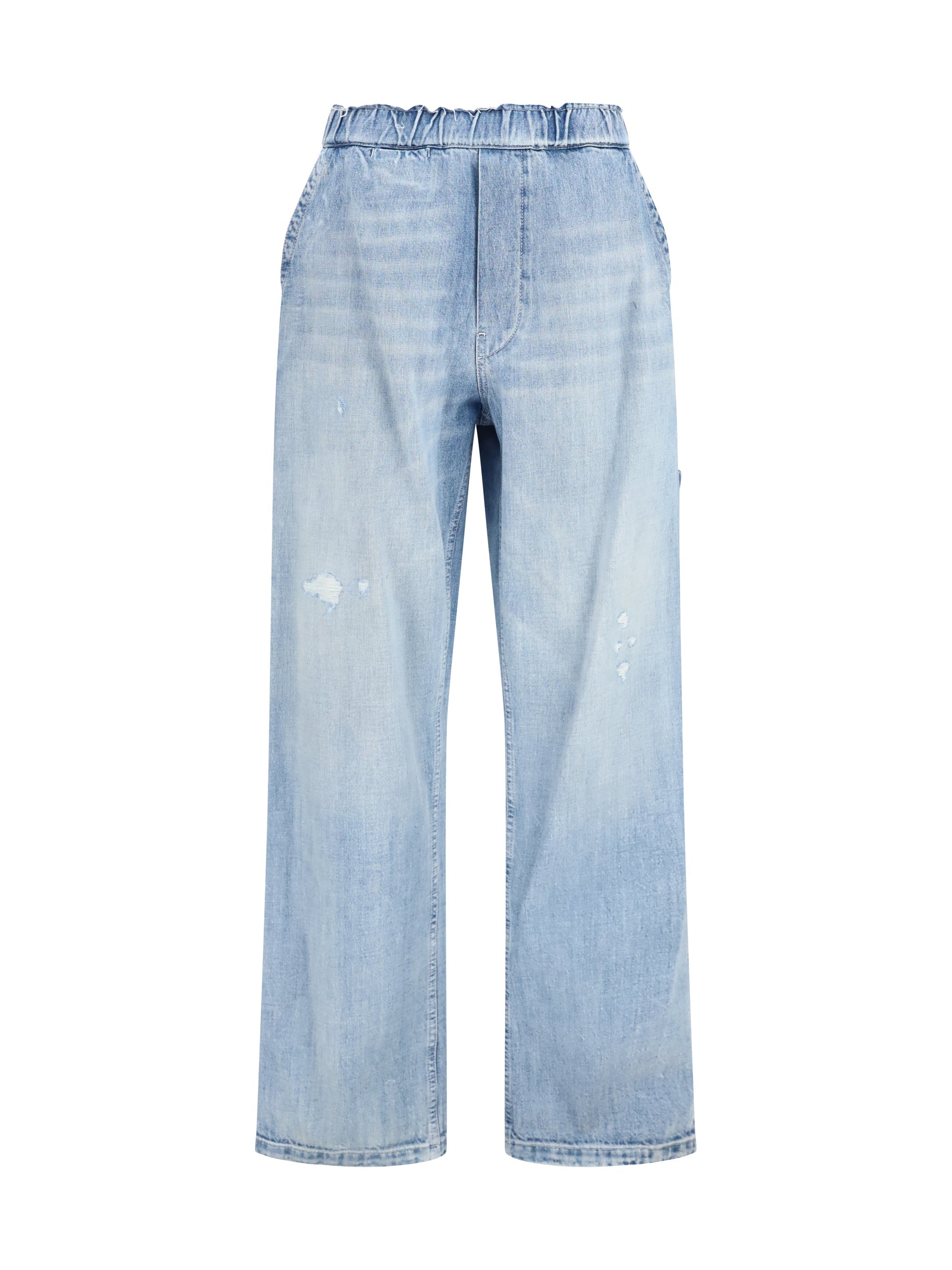 MM6 Maison Margiela Jeans Anchos de Mezclilla Desgastados — Azul