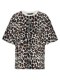 Dolce & Gabbana Leopard Print Logo Plaque T-shirt — Multi
